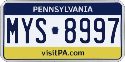 PA license plate MYS8997
