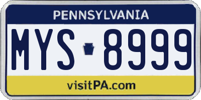 PA license plate MYS8999