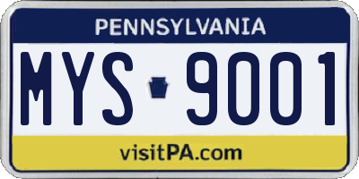 PA license plate MYS9001