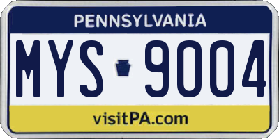 PA license plate MYS9004