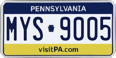 PA license plate MYS9005