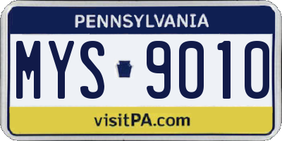 PA license plate MYS9010