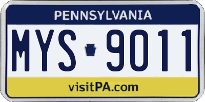 PA license plate MYS9011