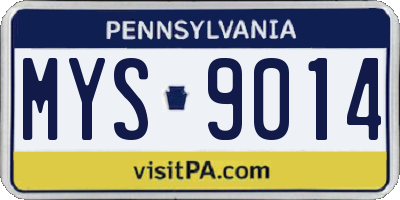 PA license plate MYS9014