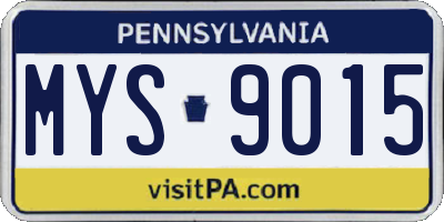 PA license plate MYS9015