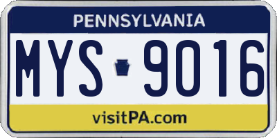 PA license plate MYS9016