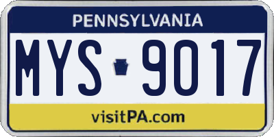 PA license plate MYS9017