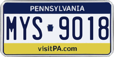 PA license plate MYS9018