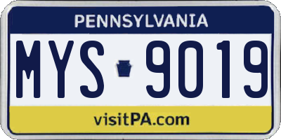 PA license plate MYS9019
