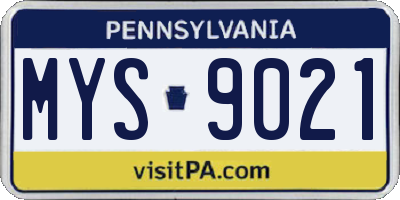 PA license plate MYS9021