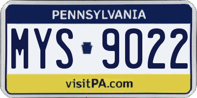 PA license plate MYS9022