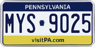 PA license plate MYS9025