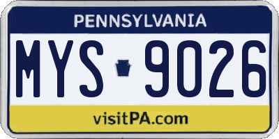 PA license plate MYS9026