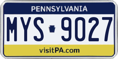 PA license plate MYS9027