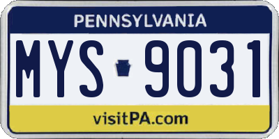 PA license plate MYS9031