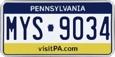 PA license plate MYS9034
