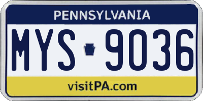 PA license plate MYS9036