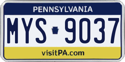 PA license plate MYS9037