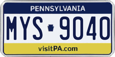 PA license plate MYS9040