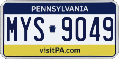 PA license plate MYS9049