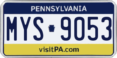 PA license plate MYS9053
