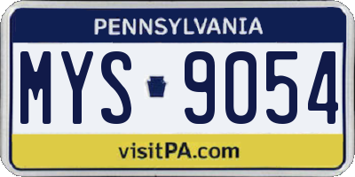 PA license plate MYS9054
