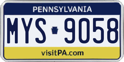 PA license plate MYS9058