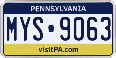 PA license plate MYS9063