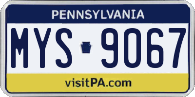 PA license plate MYS9067