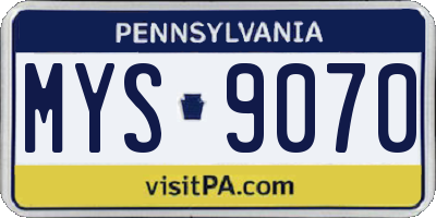 PA license plate MYS9070