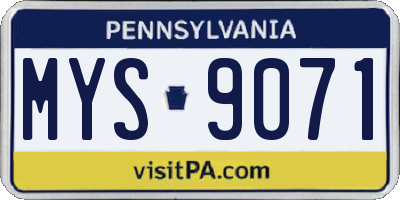 PA license plate MYS9071