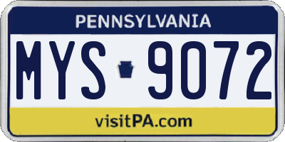 PA license plate MYS9072