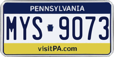 PA license plate MYS9073