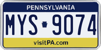 PA license plate MYS9074