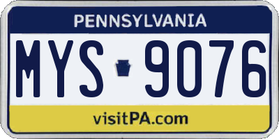 PA license plate MYS9076