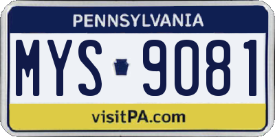 PA license plate MYS9081
