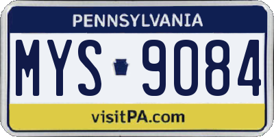 PA license plate MYS9084