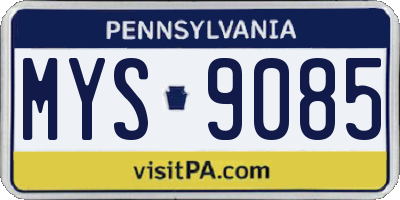 PA license plate MYS9085
