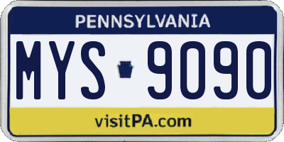 PA license plate MYS9090