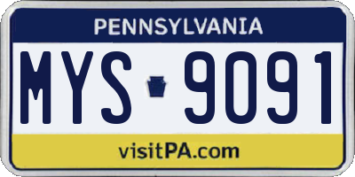 PA license plate MYS9091