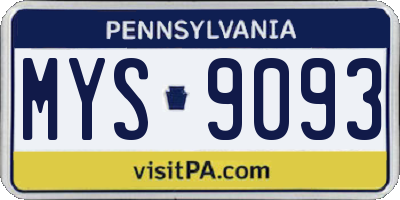 PA license plate MYS9093