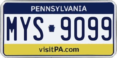 PA license plate MYS9099