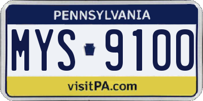 PA license plate MYS9100