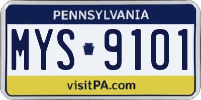 PA license plate MYS9101