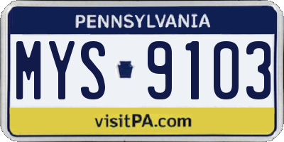PA license plate MYS9103