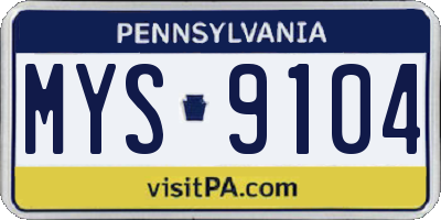 PA license plate MYS9104