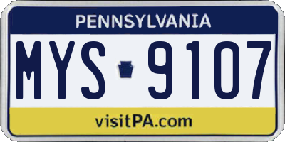 PA license plate MYS9107