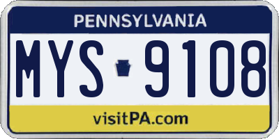PA license plate MYS9108