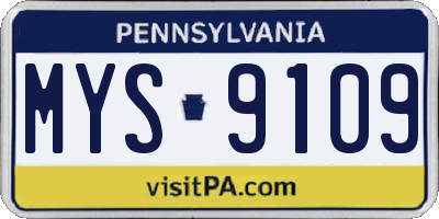 PA license plate MYS9109