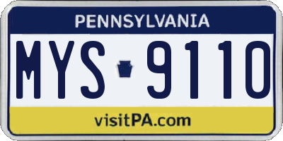 PA license plate MYS9110